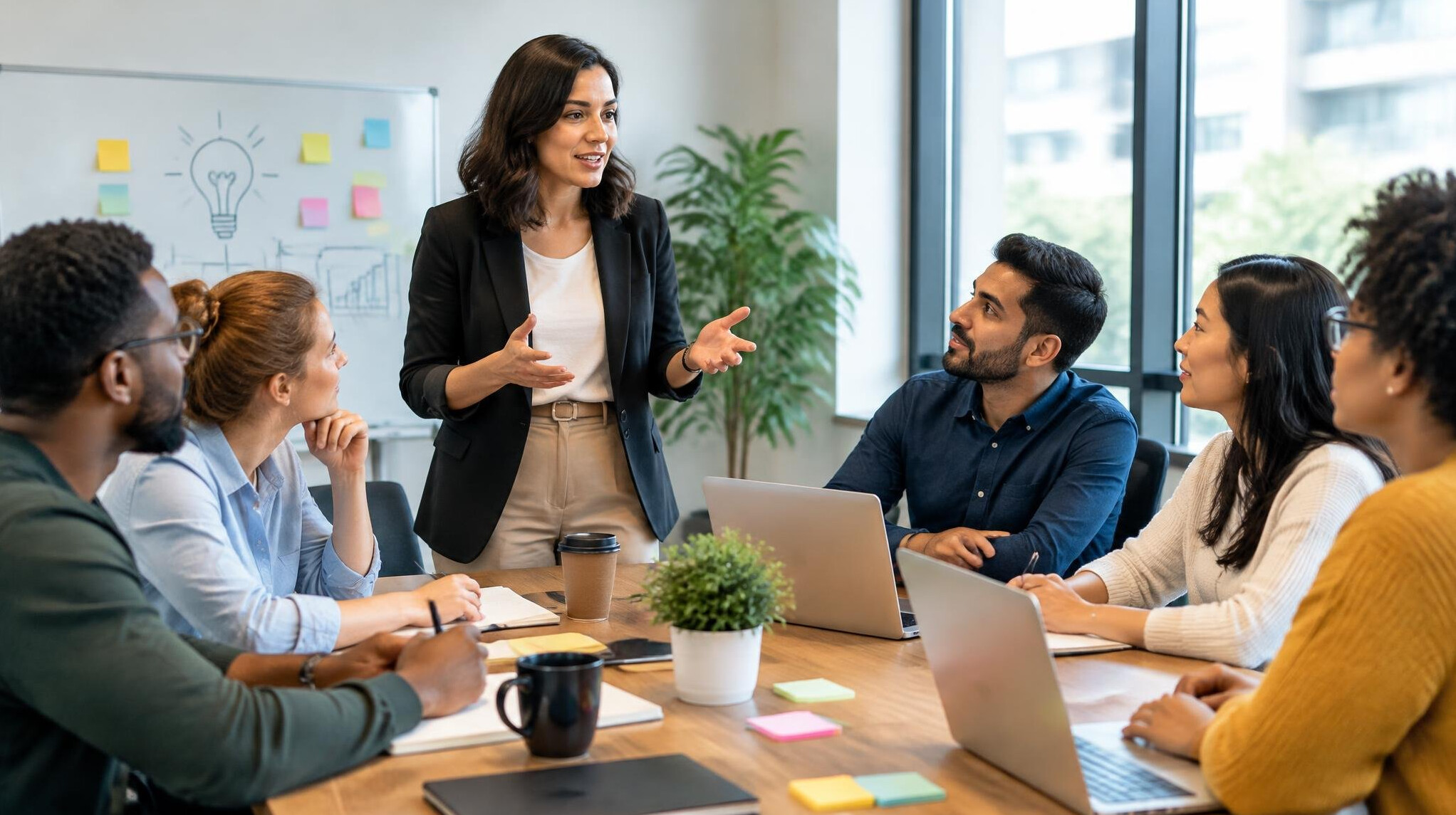 woman leading meeting