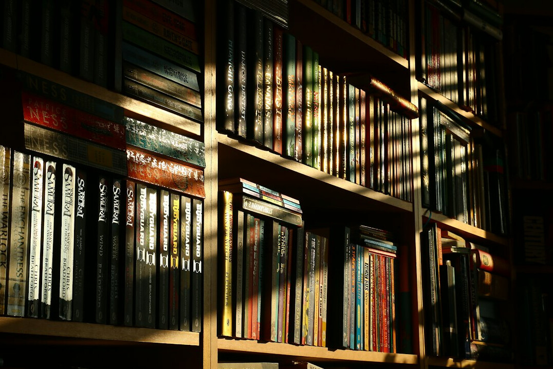 books on shelf in library