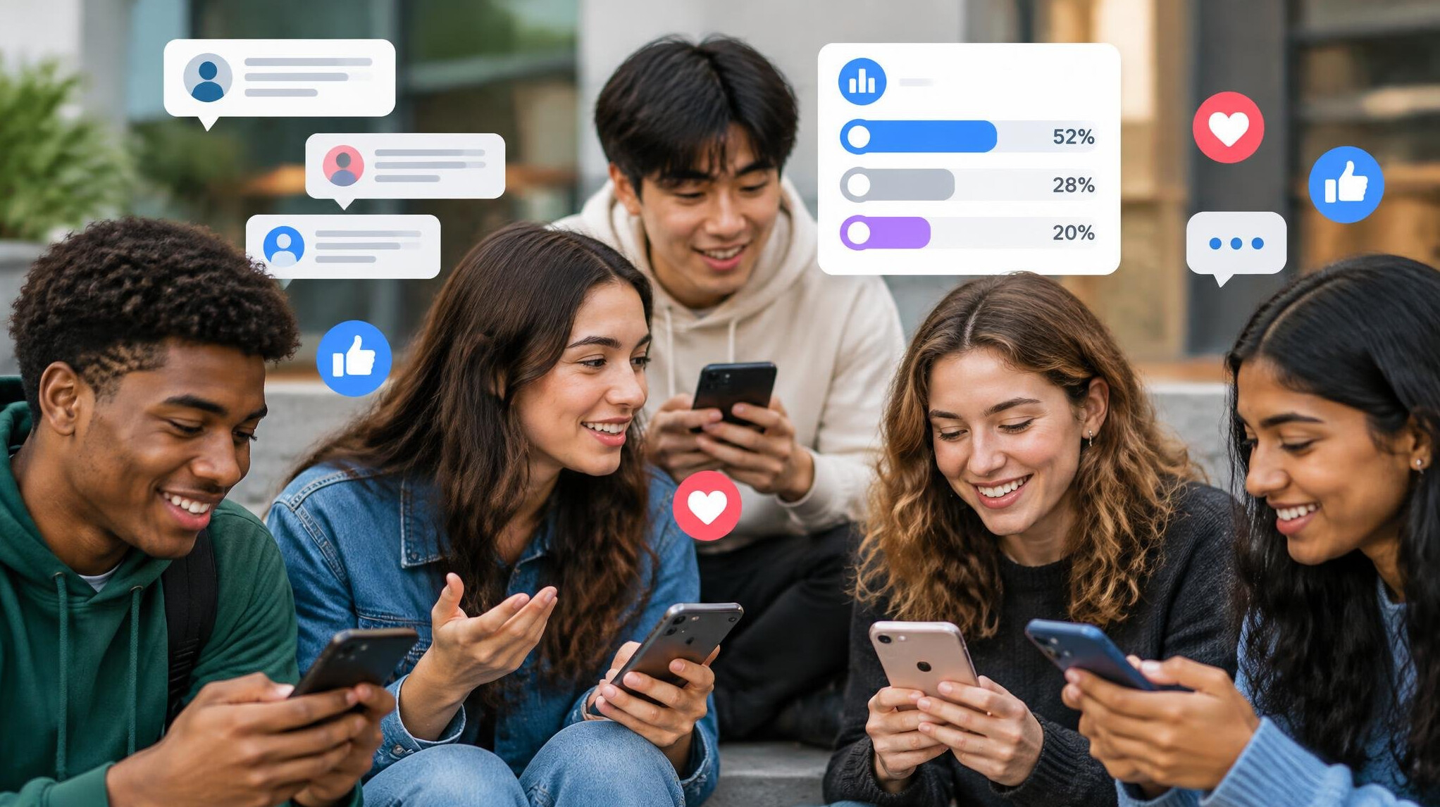 young people using smartphones